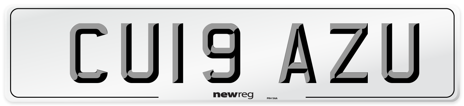 CU19 AZU Number Plate from New Reg